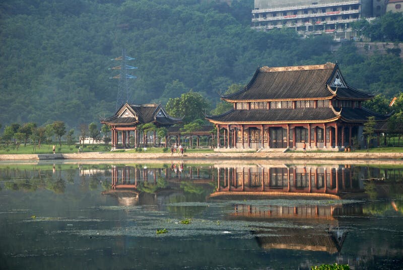 The ancient pavilion by the lake