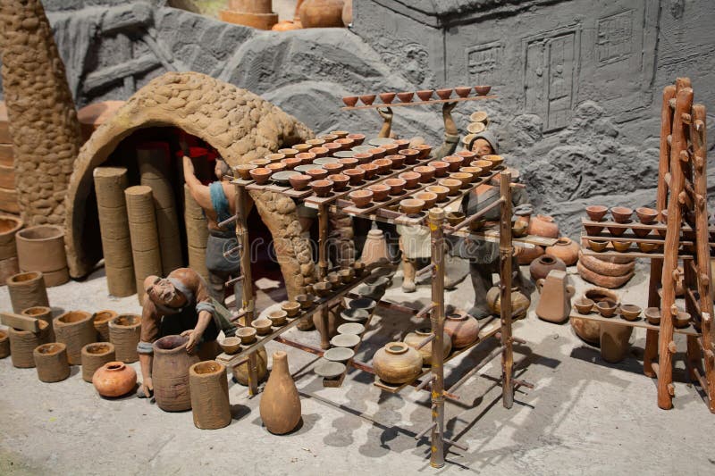 The Ancient Pottery into the Kiln Scene. Editorial Stock Image