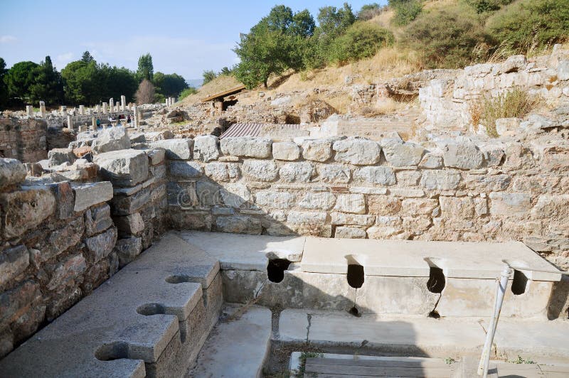 Ancient Public Toilet at Ephesus, Turkey Stock Image Image of