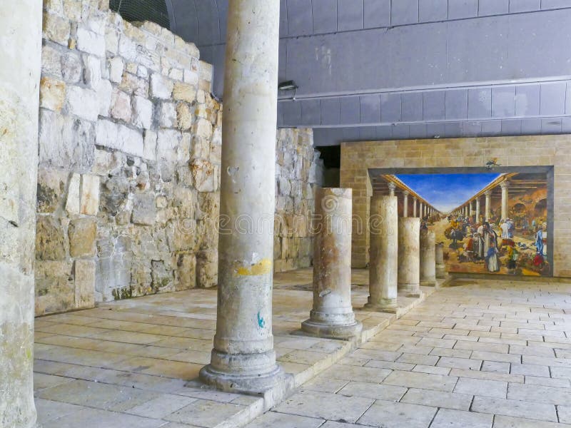 Ancient Roman Cardo street Jerusalem This is part of the cardo stock images