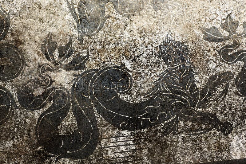 Ancient Roman Dragon Mosaic Ostia Antica Rome