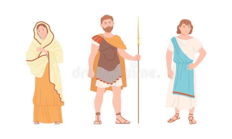 Ancient Rome Citizens in Traditional Clothing Set Cartoon Vector ...