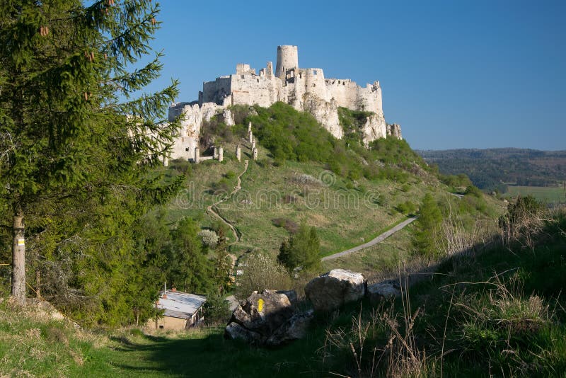 Ancient ruin of Spis Castle, Slovakia at summer sunshine day