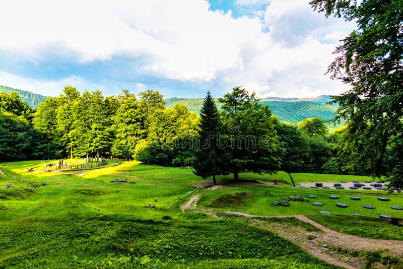 Sarmisegetusa regia, Old ruins in Transilvania, Orastie Mountains, Romania