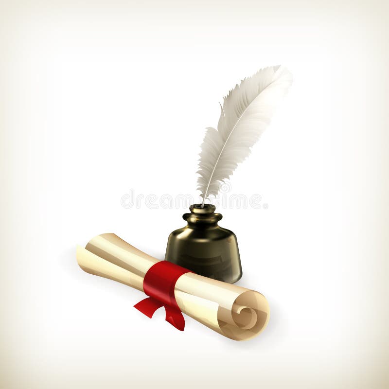 Ancient scroll and feather royalty free illustration