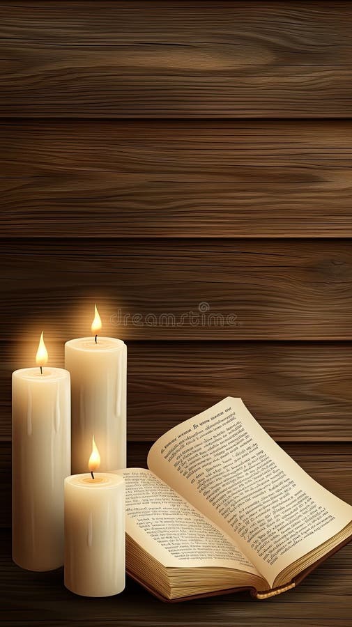 An ancient scroll lies open, softly illuminated by candlelight, with shadows dancing across its pages and papers scattered nearby. AI generated