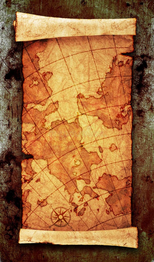 Ancient scroll map vector illustration