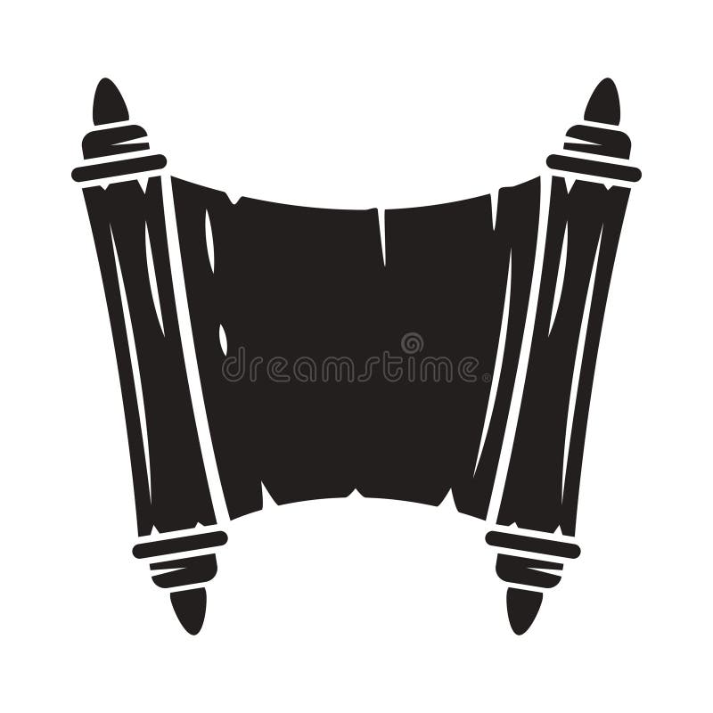 Ancient scroll parchment silhouette icon stock illustration