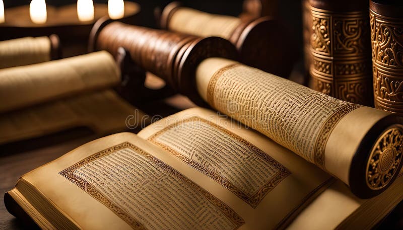 Ancient Scrolls och Book royaltyfri illustrationer