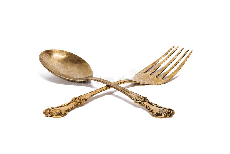 Ancient spoon and fork stock photo. Image of silver, retro 27738132