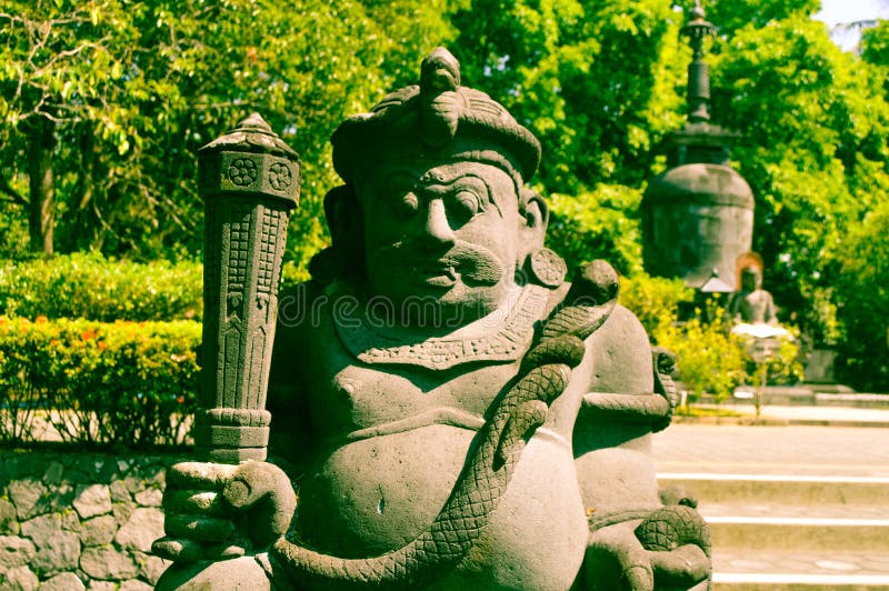 Ancient Statue in Candi Mendut Monastery Near Borobudur. Central Java