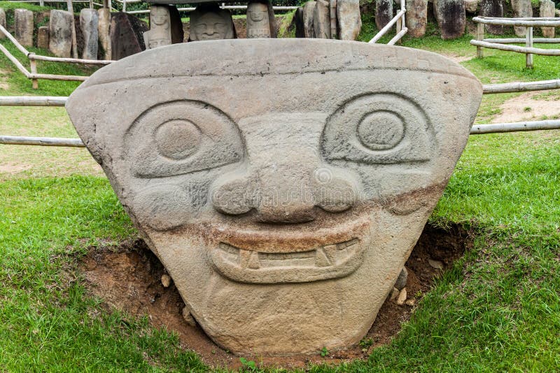 Ancient statues in archeological park in San Agustin