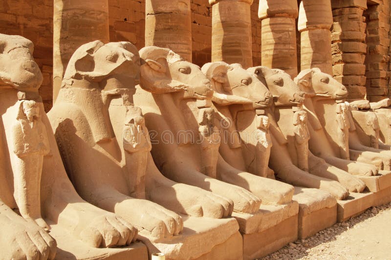 Ancient statues in the Karnak Temple