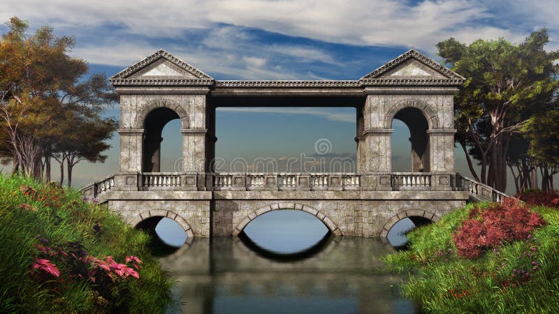 Ancient stone bridge royalty free illustration