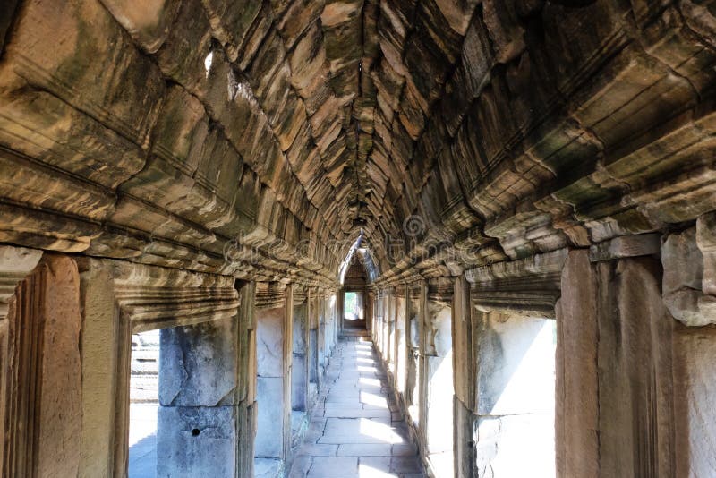 Ancient stone corridor bathed in sunlight. Stone vaults. Ancient stonework royalty free stock photos Ancient stone corridor bathed in sunlight. Stone vaults. Ancient stonework royalty free stock photos