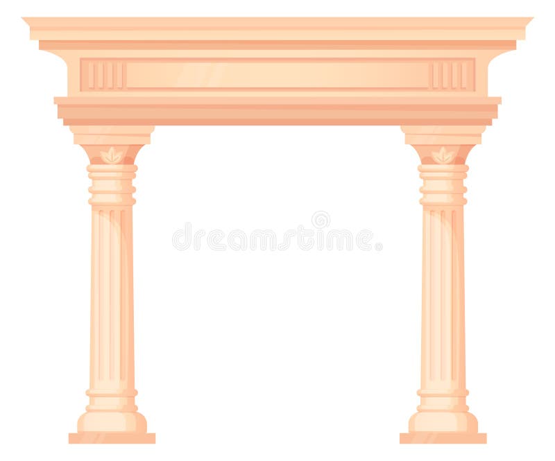 Ancient stone gate. Roman old pillar frame vector illustration