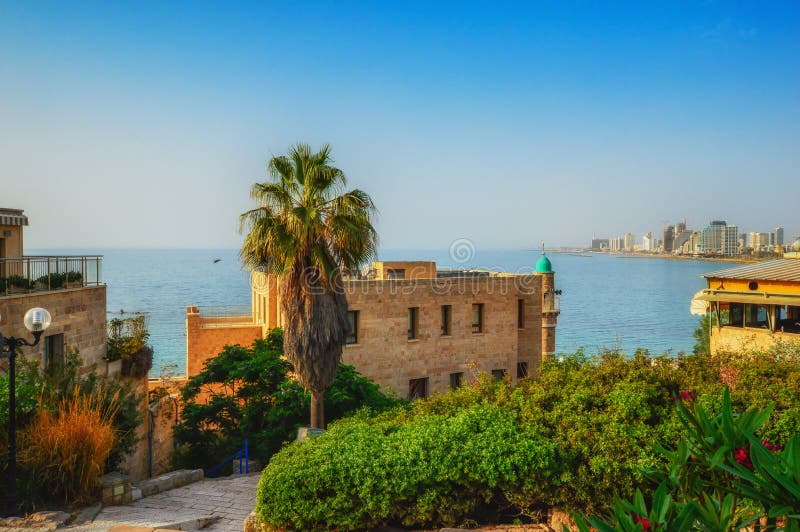 Tel Aviv, Israel, ancient stone streets in Arabic style in Old Jaffa stock photo Tel Aviv, Israel, ancient stone streets in Arabic style in Old Jaffa stock photo