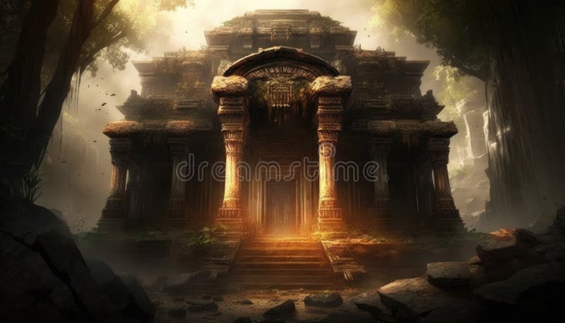 Ancient Temple, Spiritual Awe Wallpaper. Generative AI Stock ...