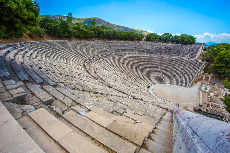 Ancient theater in Epidaurus, Argolida, Greece royalty free stock photo