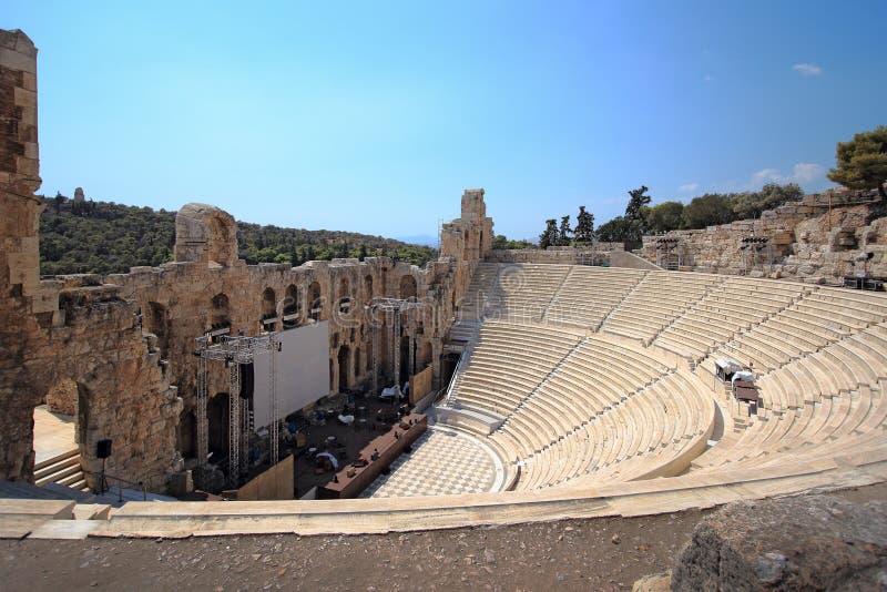 Ancient Theater Near Acropolis of Athens, Greece Stock Photo - Image of