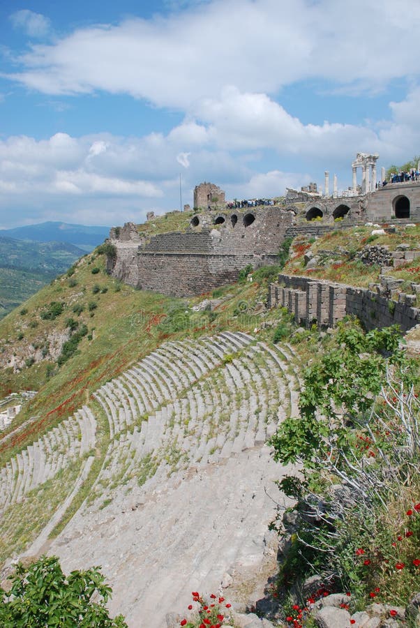 Ancient theatre in pergamon ruins