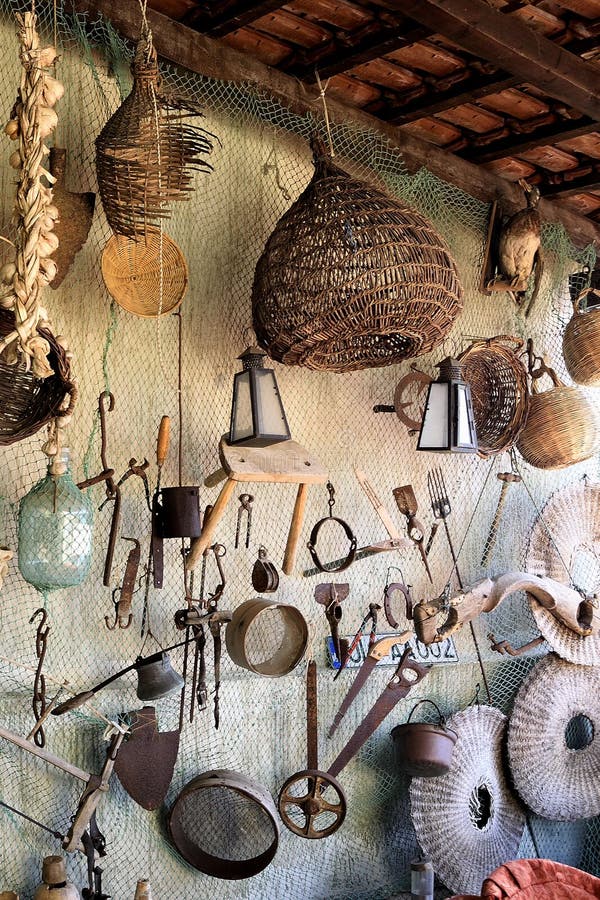 Ancient Tools Hanging on Fishing Net Stock Photo - Image of business,  nostalgia: 106070344