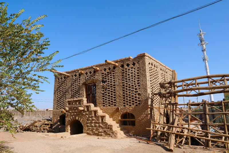 Ancient traditional grape air dried house architecture in Turpan Grape Valley, Xinjiang Province China