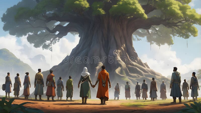 Ancient Tree Ceremony royalty free illustration