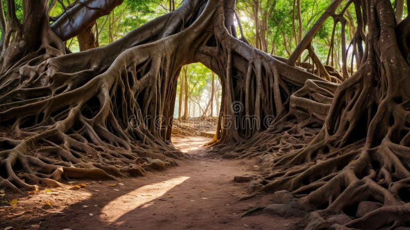 Ancient tree root stock illustration