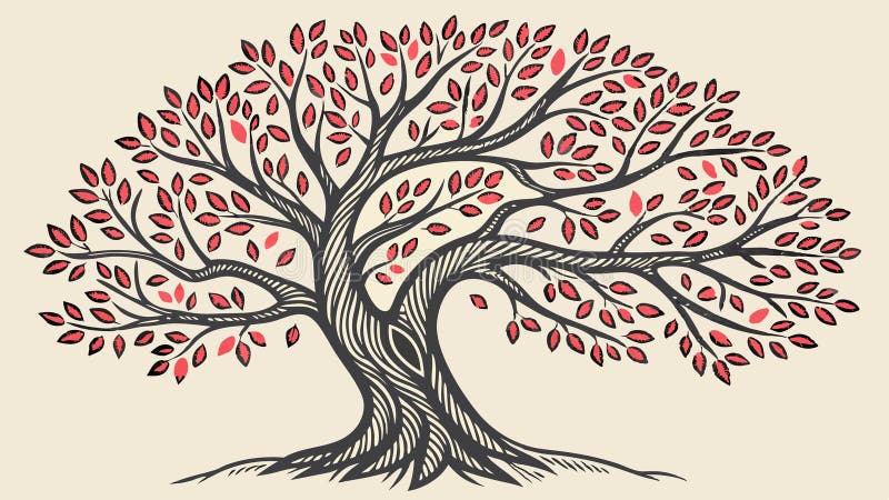 Ancient Tree Root System, vector design Generative AI royalty free illustration