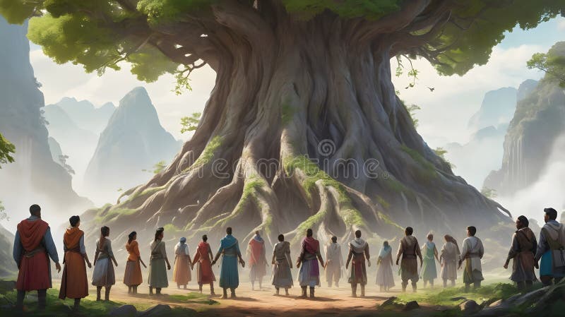 Ancient Tree of Whispers stock illustration