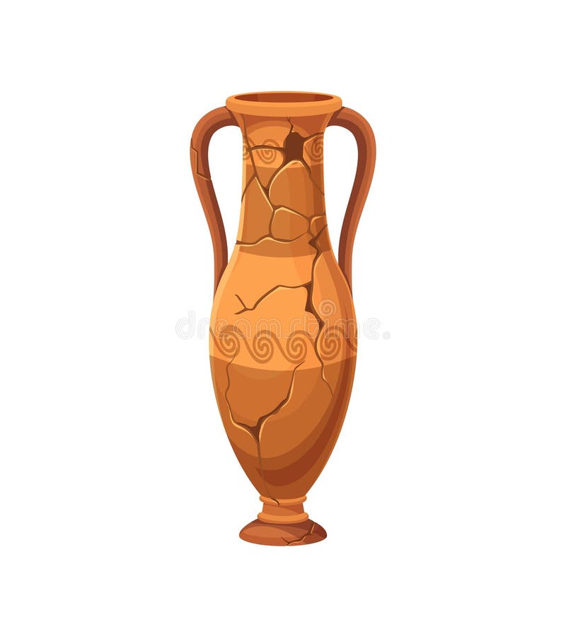 Ancient Vase with Cracks, Antique Broken Amphora Stock Vector