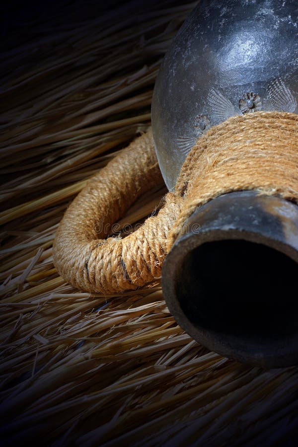 Ancient vaves on the straw background