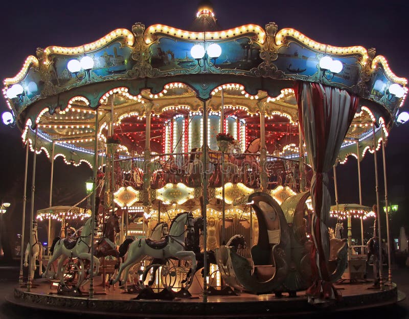 Ancient venetian merry-go-round stock photo