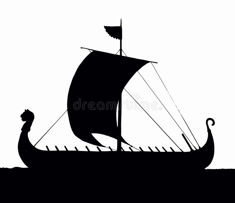 Ancient Viking Ship. Vector Drawing Stock Vector - Illustration of