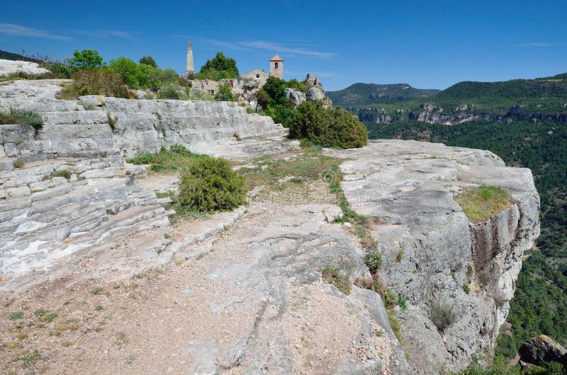 Ancient village Siurana on the steep slope royalty free stock photography Ancient village Siurana on the steep slope royalty free stock photography