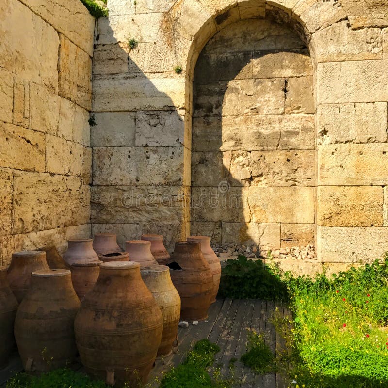The Ancient Water Jugs stock image. Image of parthenon - 89521615