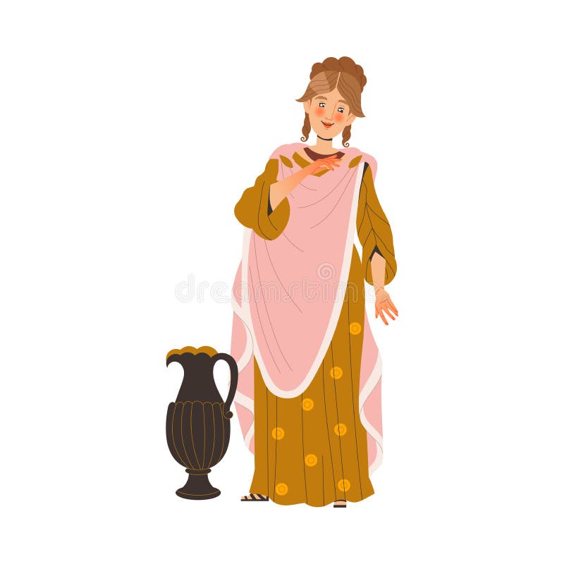 Ancient Woman Roman Character from Classical Antiquity Vector Illustration