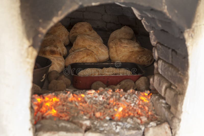 Elderly Woman Cooking Traditional Gozleme Dish Rustic Stone Oven of Old