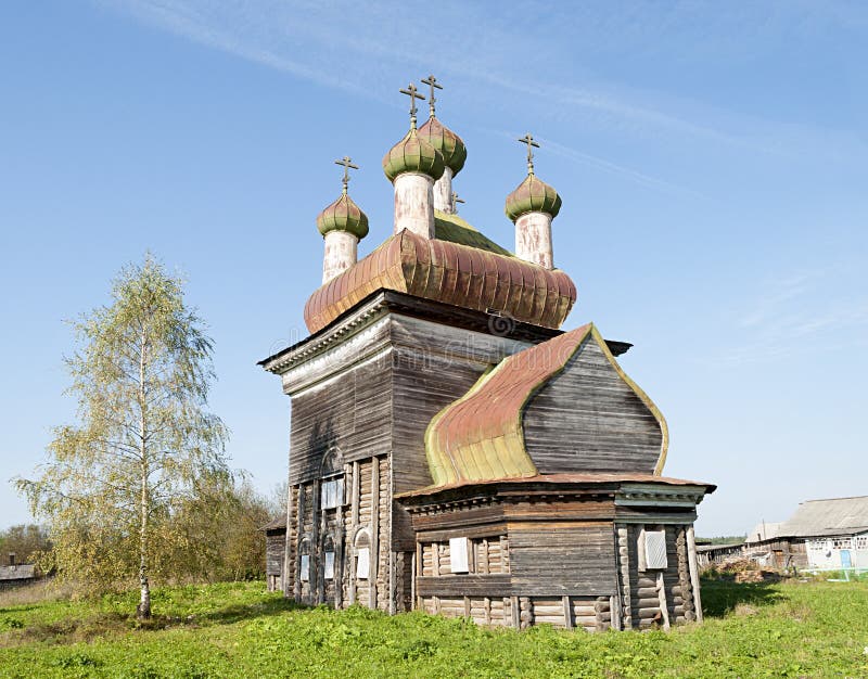 Ancient wooden church in Arkhangelo village, North Russia