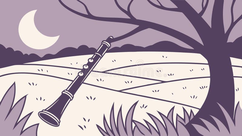 Ancient Woodwind Instrument in Moonlit Forest Vector design Generative AI stock illustrationer