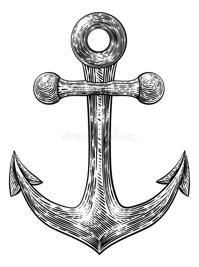 Ancla del dibujo del tatuaje del barco o de la nave stock de ilustración Ancla del dibujo del tatuaje del barco o de la nave stock de ilustración
