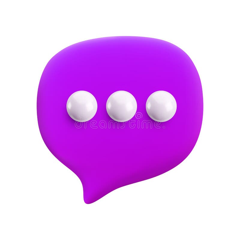 Anclaje mínimo de burbuja violeta de voz 3d. Representación realista de la mensajería de chat escribiendo en un texto de concepto libre illustration