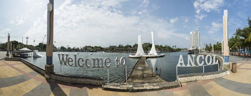Ancol beach in Jakarta. editorial stock image. Image of architecture