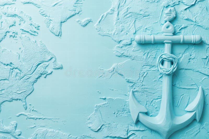 Ancora nautica e mappa testurizzata con tonalità blu che invitano all'esplorazione e all'avventura in acque aperte. aizione genera fotografia stock
