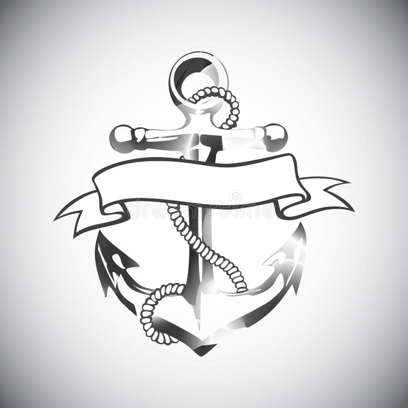 Ancori il vettore dell'icona, il tatuaggio, il logo, il lerciume, la progettazione, floreale, mano illustrazione vettoriale