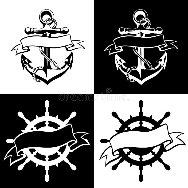 Ancori il vettore dell'icona, il tatuaggio, il logo, il lerciume, la progettazione, floreale, mano royalty illustrazione gratis