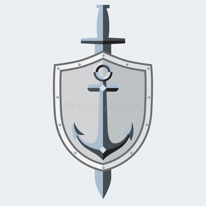 Ancre, bouclier et épée Élément pour le logo, symbole, tatouage Style lisse Vecteur illustration libre de droits Ancre, bouclier et épée Élément pour le logo, symbole, tatouage Style lisse Vecteur illustration libre de droits