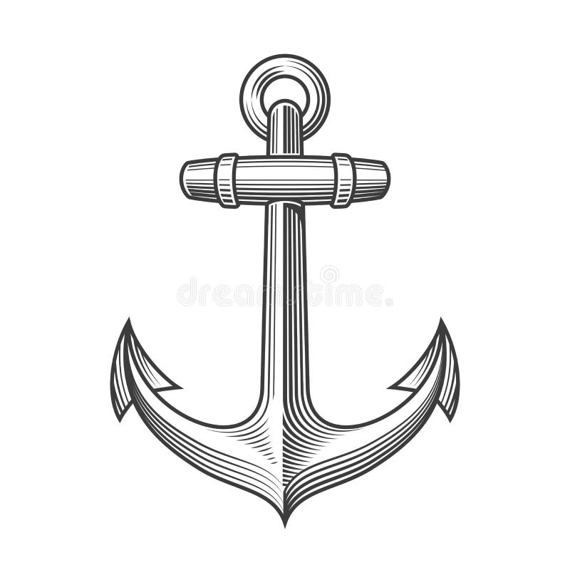 Nautical Anchor with rope isolated on white background. Nautical Anchor with rope isolated on white background