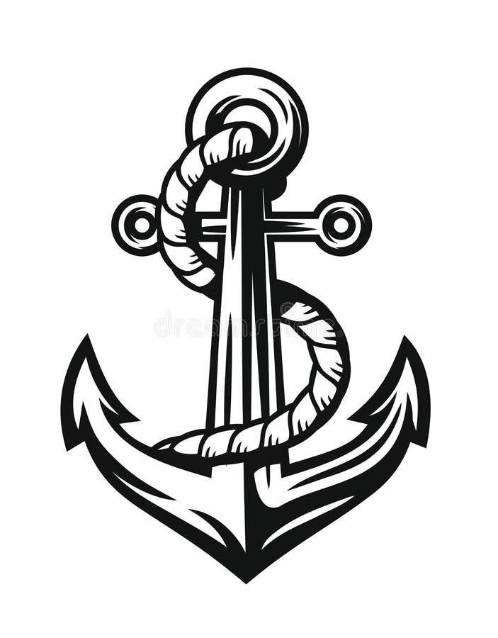 Black Nautical Anchor vector on white background. Black Nautical Anchor vector on white background